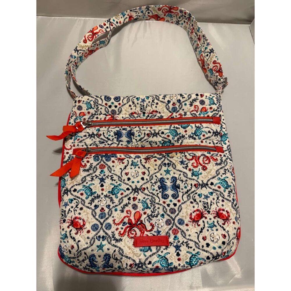 Vera Bradley Bag Nautical Sea Life Retired Print Quilted Crossbody Bag